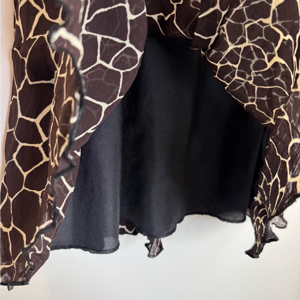 Vintage giraffe animal print brown flare bottom midi skirt size medium - Picture 5 of 10